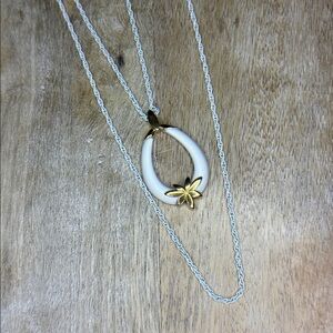 Trifari Double Layer White Gold Plated Necklace